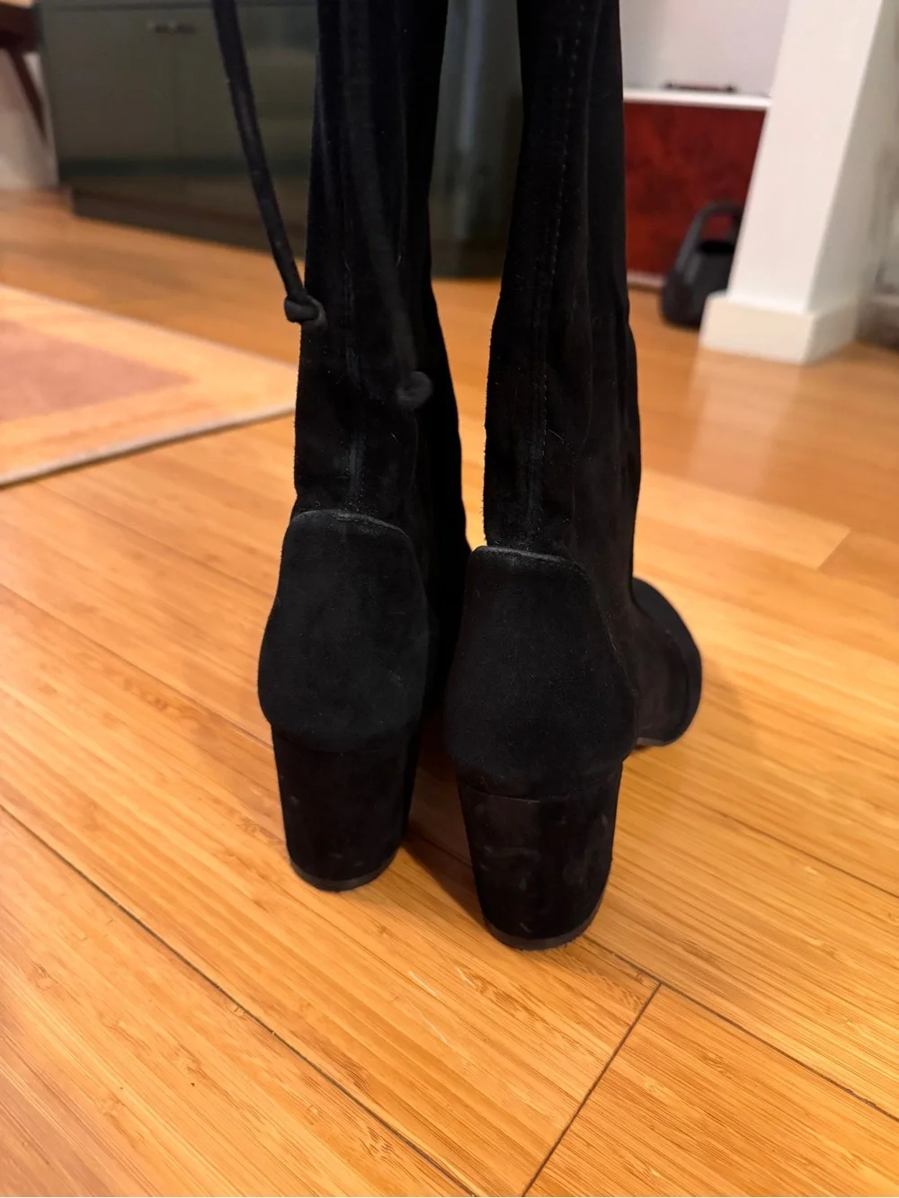 Stuart Weitzman Black Yulianaland Suede Block Heel Boots
